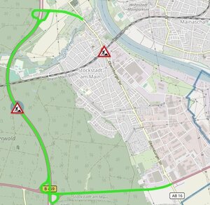 Sperrung der Kreisstraße AB 16 in Stockstadt am Main
