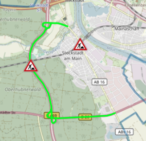Sperrung der Kreisstraße AB 16 in Stockstadt am Main